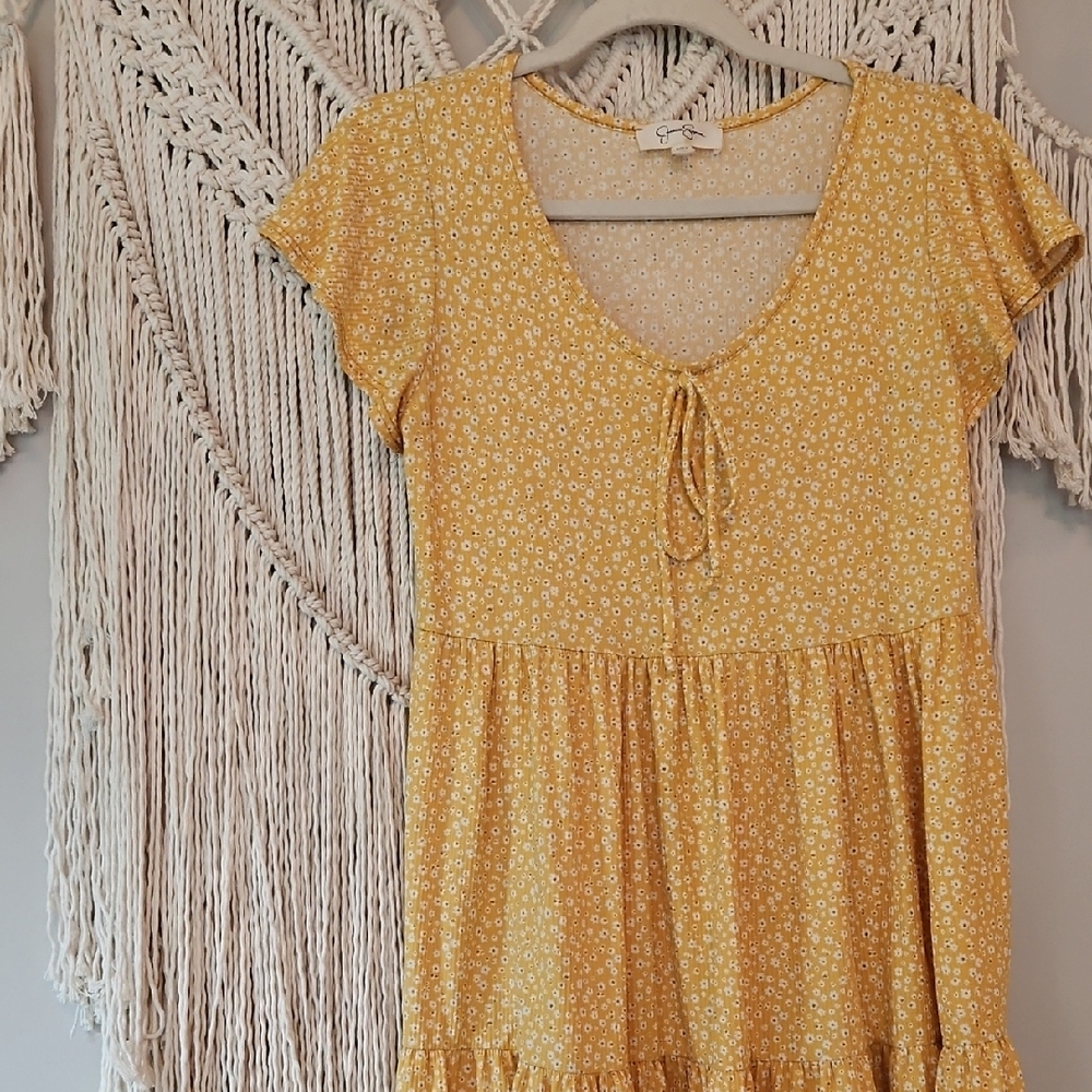 Jessica Simpson Yellow Floral Midi Dress